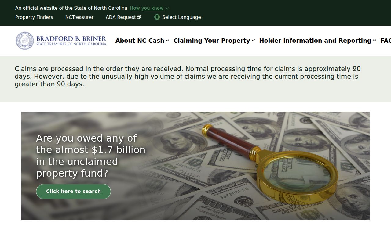 Mint Hill people search using the official NC Cash name form