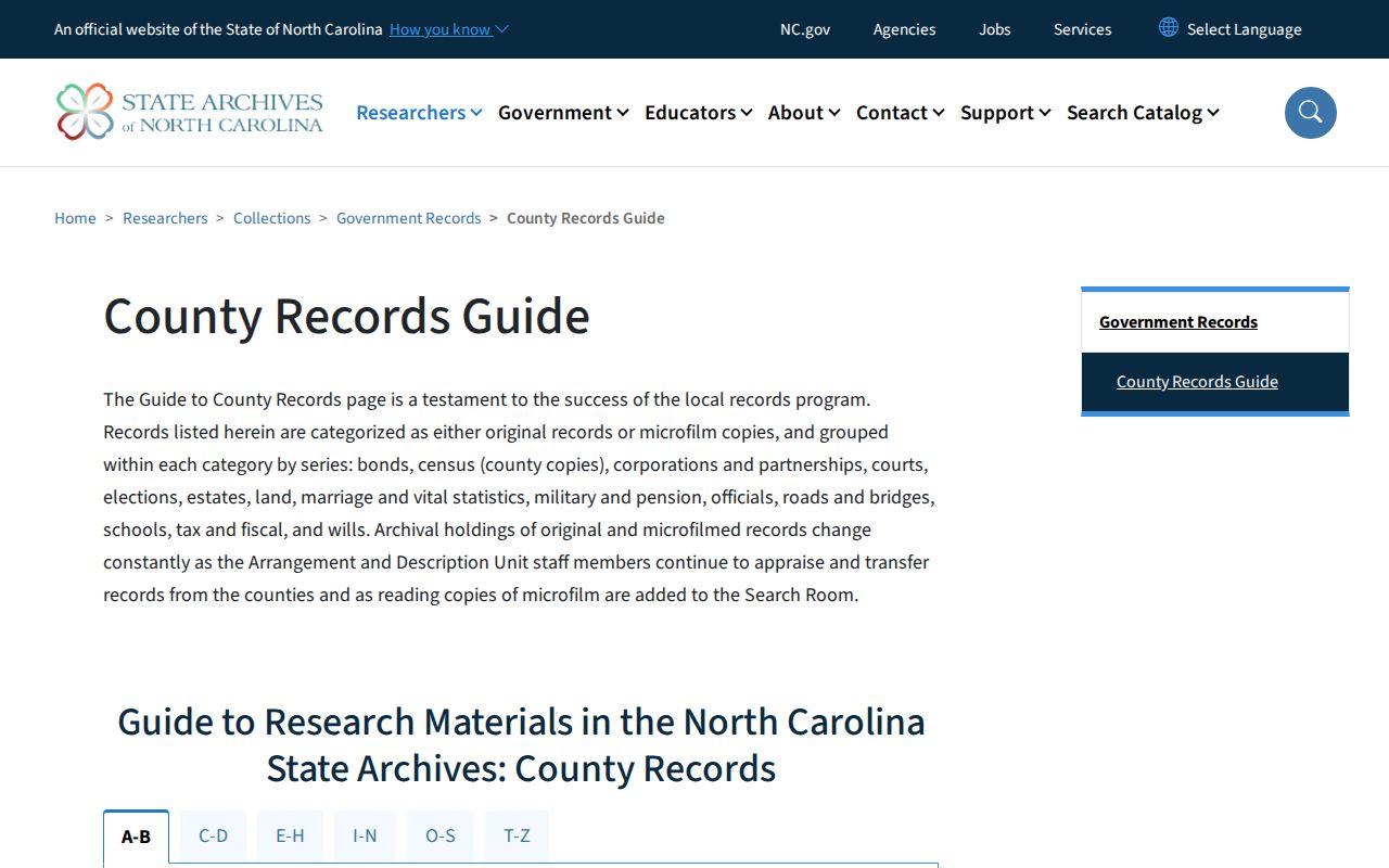 Mint Hill public records in the State Archives county records guide
